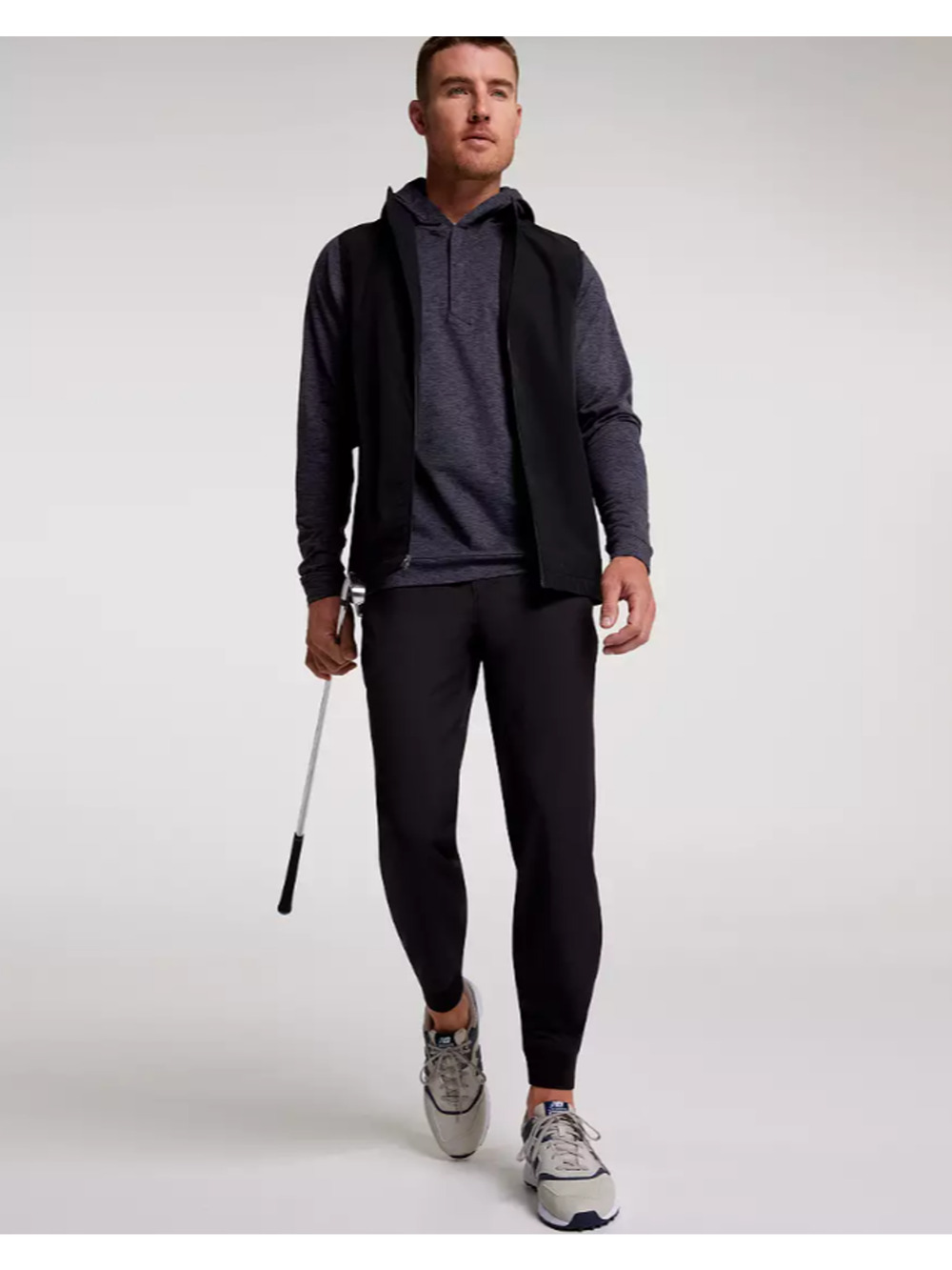 VRST Men's Small Black Lightweight Full Zip Golf Hooded Athleisure Vest L3-11